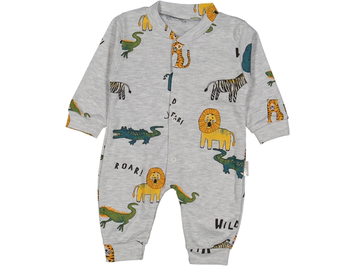 UNISEX 3/9 AY SAFARİ HAYVAN BASKILI MANŞETLİ TULUM