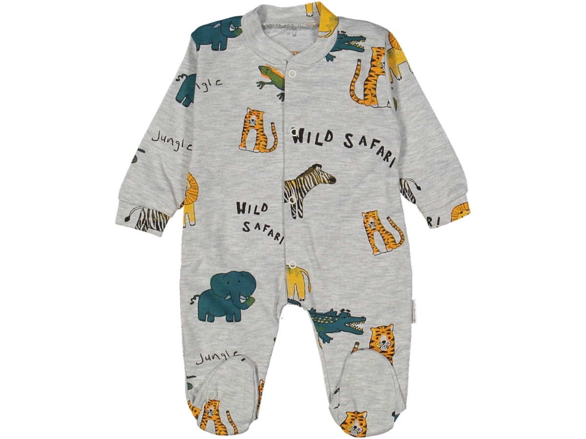 UNISEX 3/9 AY SAFARİ HAYVAN BASKILI PATİKLİ TULUM