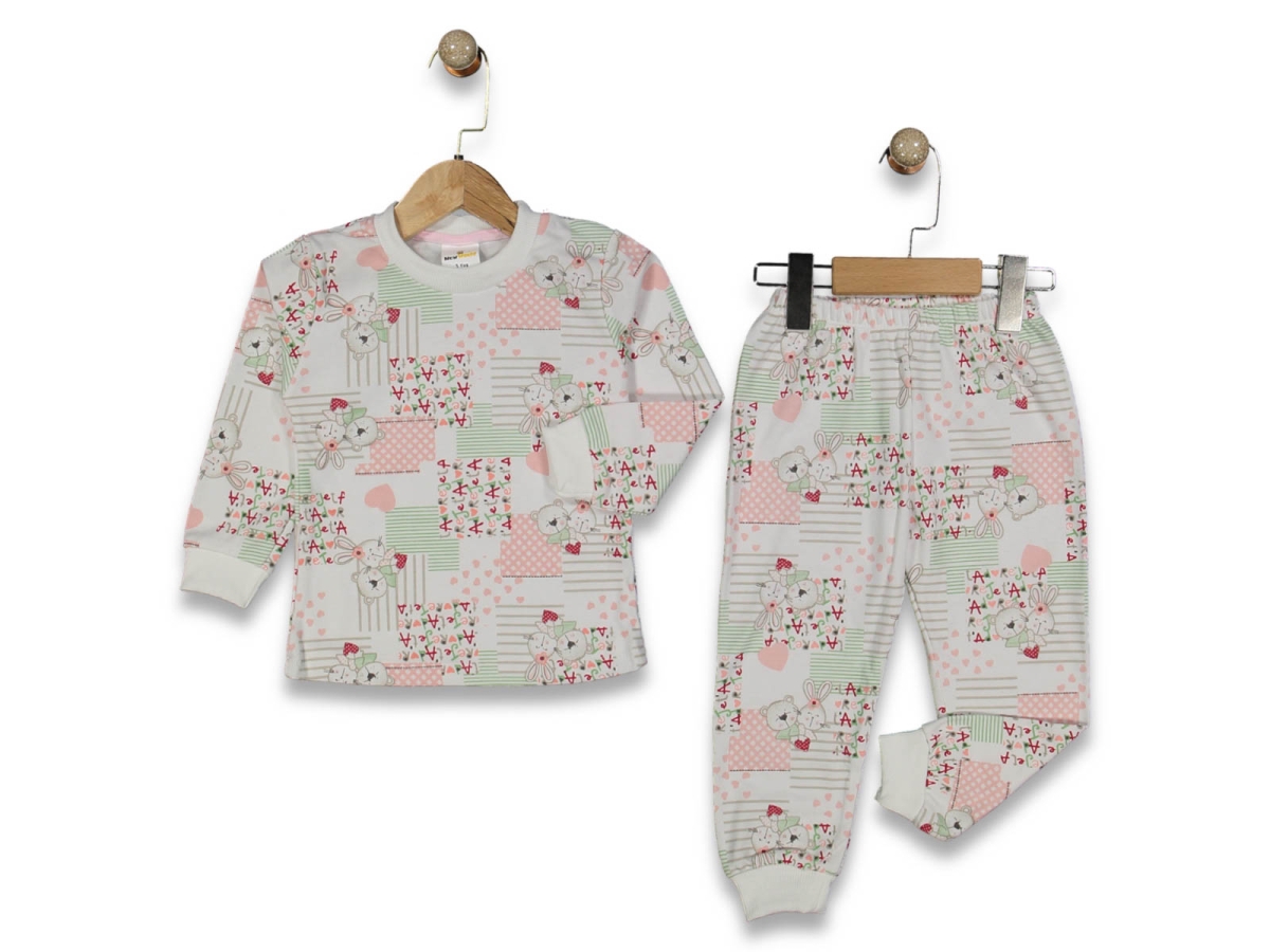UNISEX 4/6 YAŞ TAVŞAN DESENLİ PİJAMA TAKIMI 4