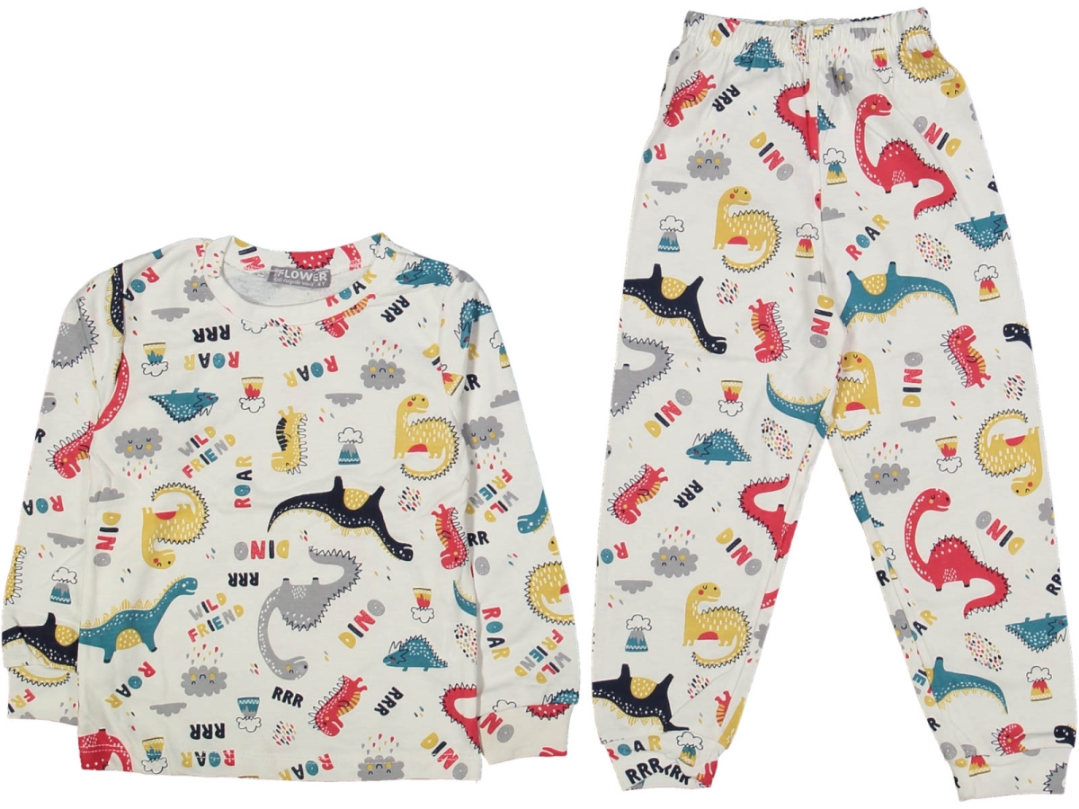 UNISEX 4/8 YAŞ KALPLİ PİJAMA TAKIMI İNTERLOK