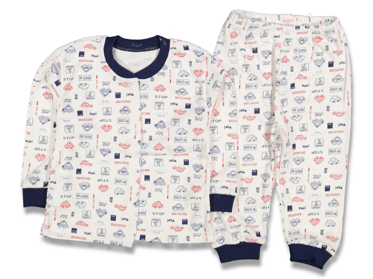 UNİSEX 6/12 AY ARABA BASKILI PİJAMA TAKIM