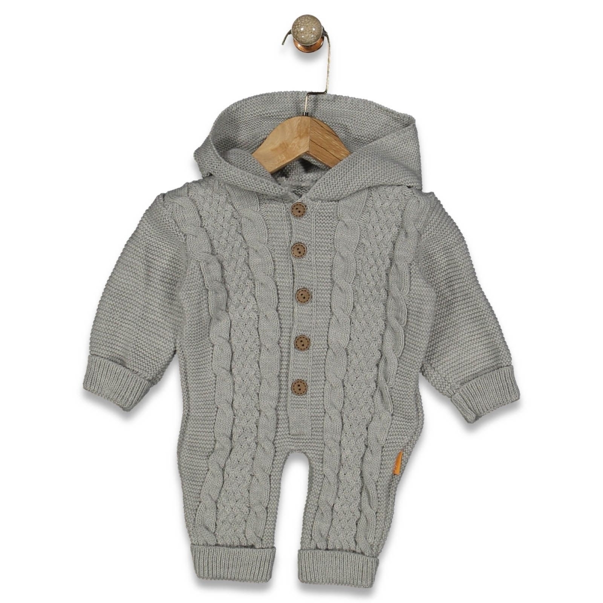 UNISEX 6/12 AY KAPŞONLU SAÇ ÖRGÜ TULUM