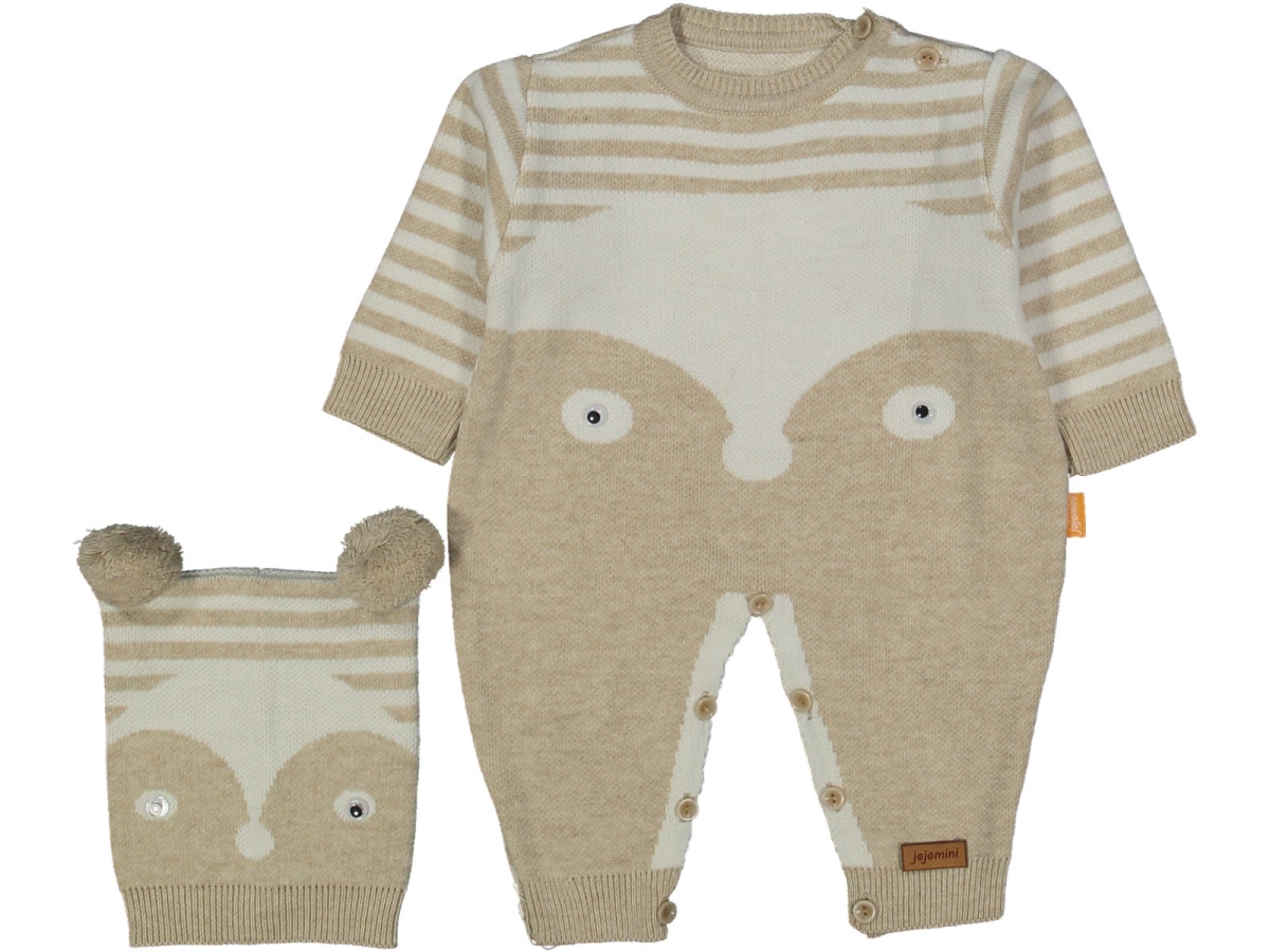 UNISEX 6/12 AY PENGUEN ŞAPKALI TRİKO TULUM