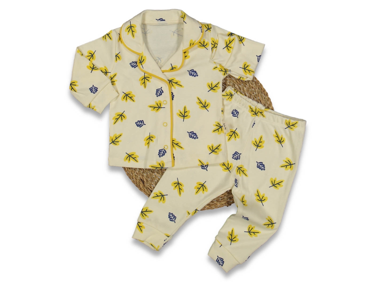UNISEX 6/12 AY YAPRAK LÜKS PİJAMA TAKIM