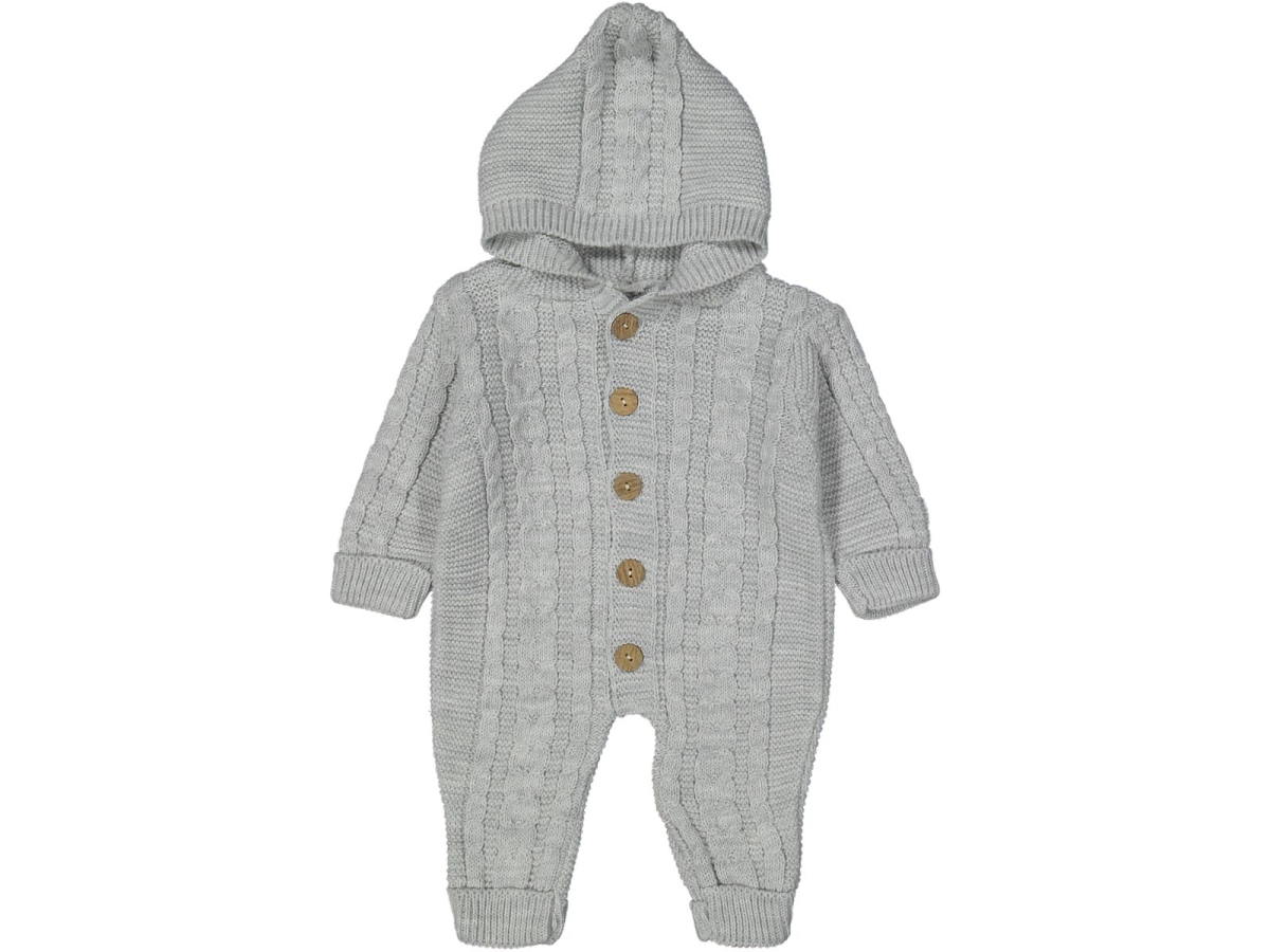 UNISEX 6/12  AY ZİNCİR SAÇ ÖRGÜ KAPÜŞONLU TULUM 