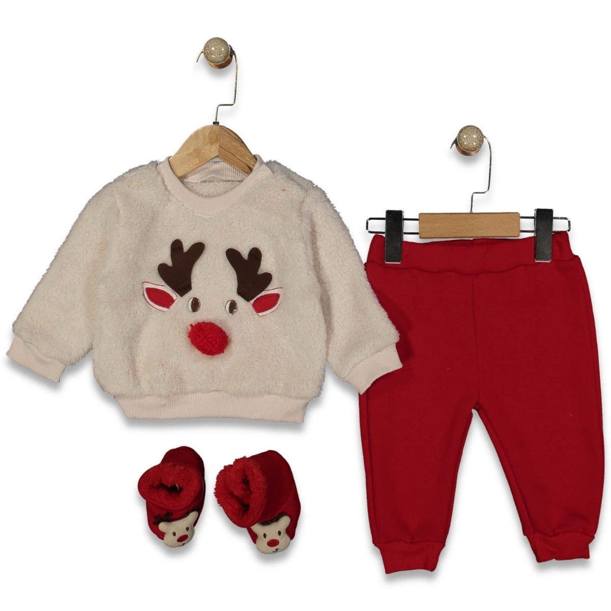 UNISEX 6/18 AY GEYİK DESENLİ PANDUFLU 2Lİ TAKIM