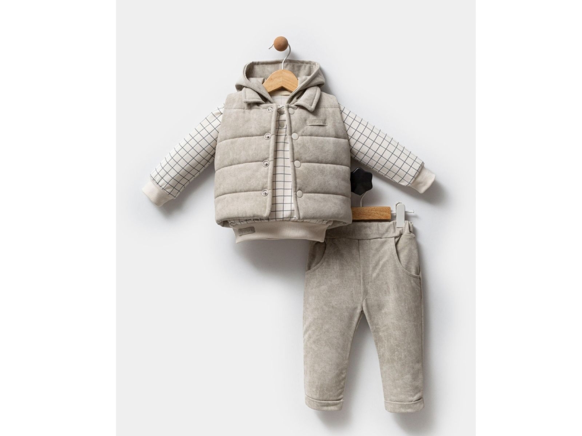 UNISEX 6/18 AY KARELİ TİŞÖRTLÜ 3 LÜ TAKIM 