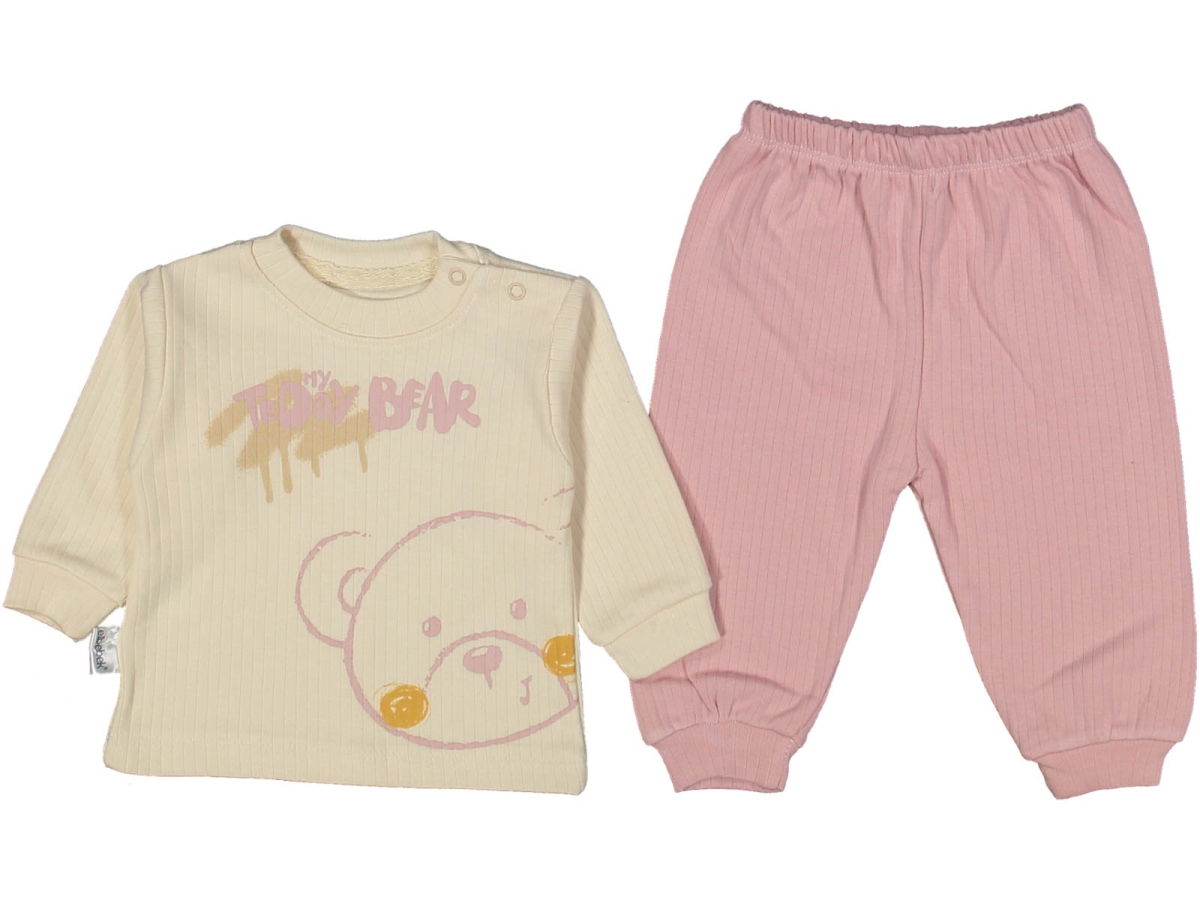 UNISEX 6/18 AY TEDDY BEAR YAZILI AYI BASKILI 2Lİ TAKIM