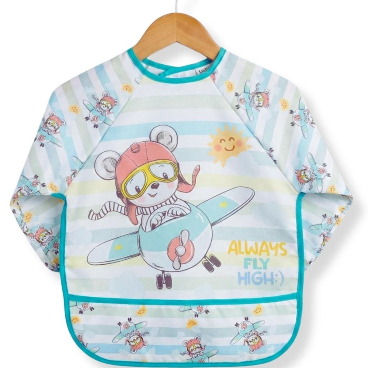 UNISEX 6/24 AY UÇAK DESENLİ KOLLU MAMA ÖNLÜĞÜ