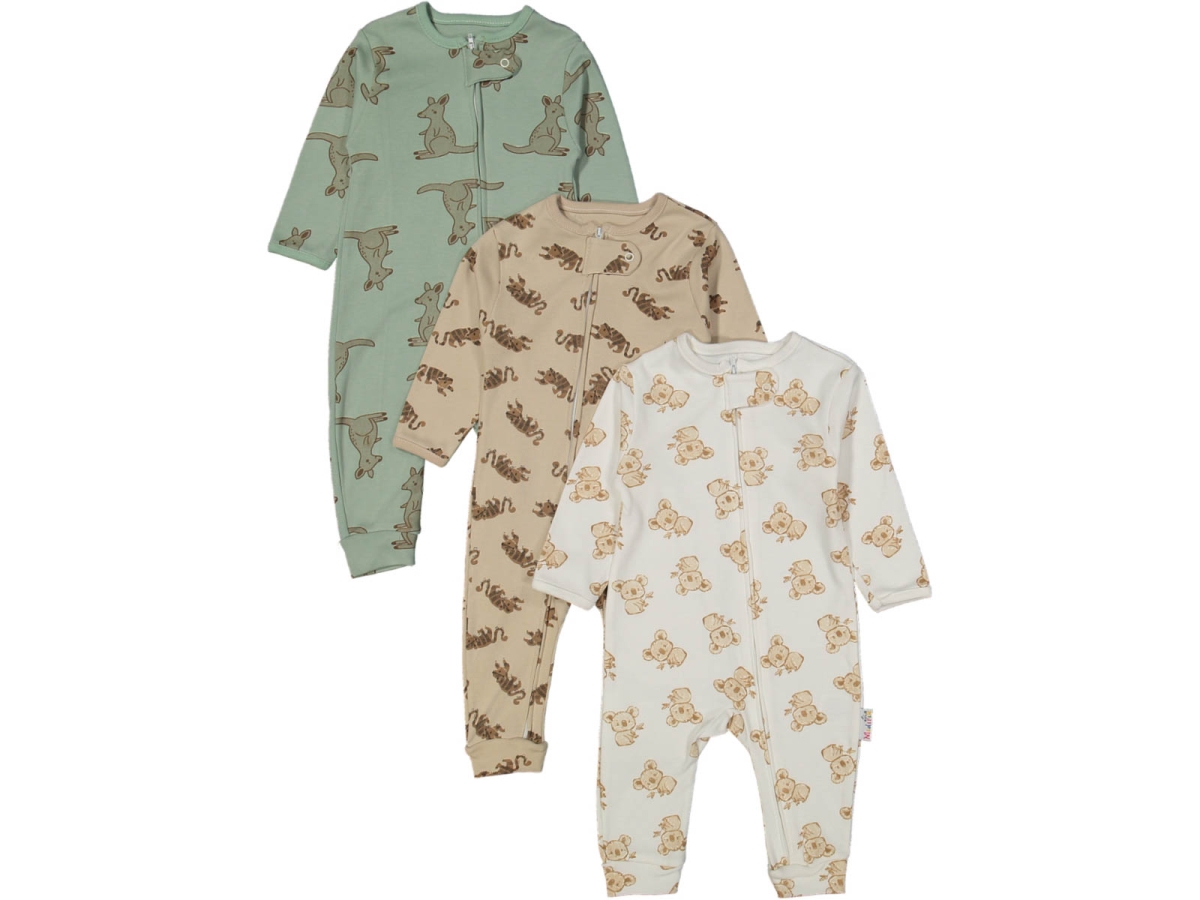 UNISEX 9/18 AY FERMUARLI YEŞİL KANGURU KOALA BASKILI TULUM