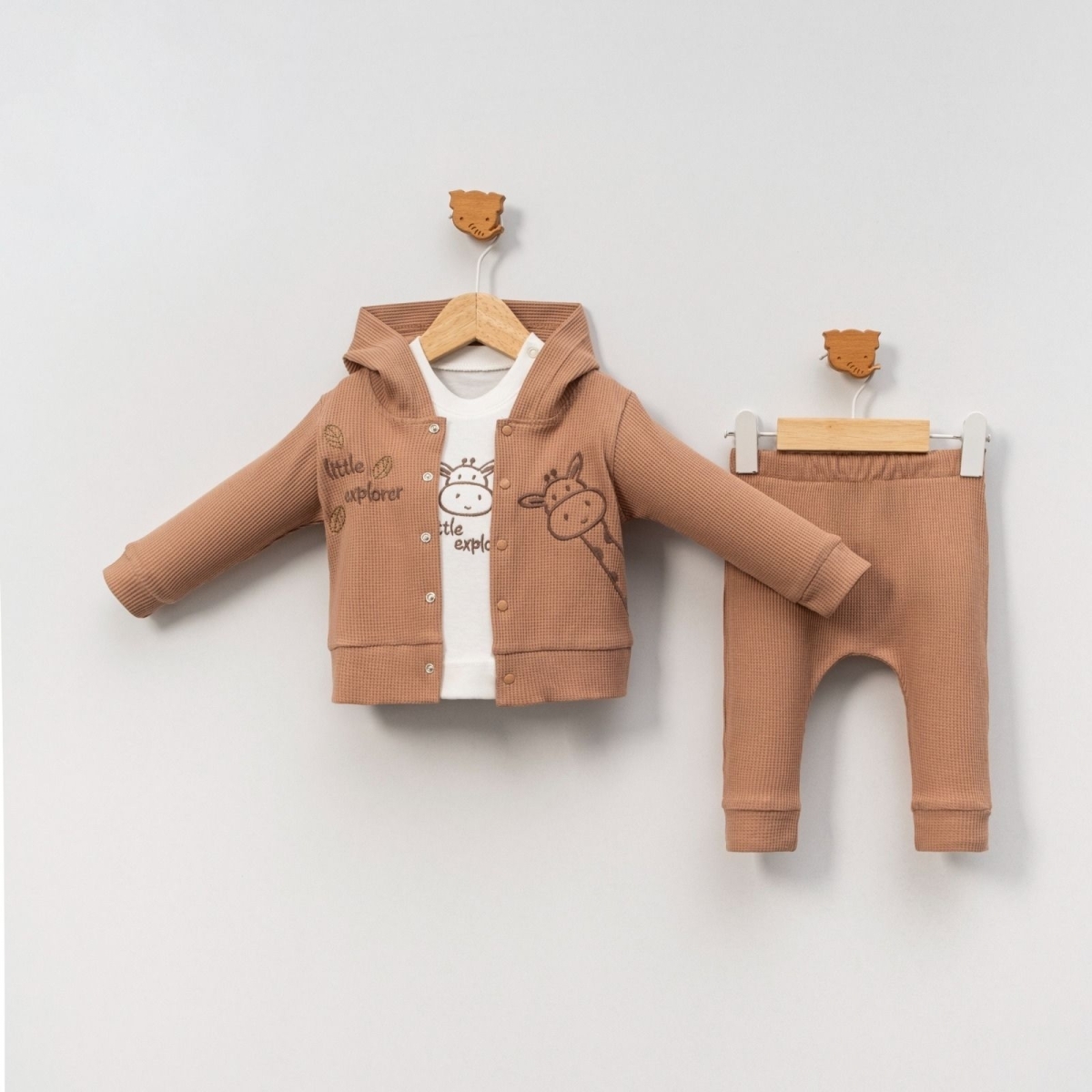 UNISEX 9/24 AY ZÜRAFA NAKIŞLI 3’LÜ WAFFLE TAKIM