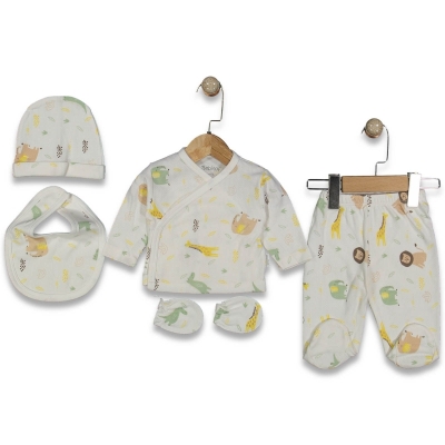 BEBİTOF 20114-UNISEX 1/3 AY ZÜRAFA DESEN JAKAR 5 Lİ ZIBIN TAKIMI