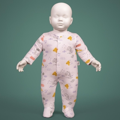 BEBİTOF 70384-UNISEX 1/9 AY YAVRU DİNAZOR DESENLİ TULUM