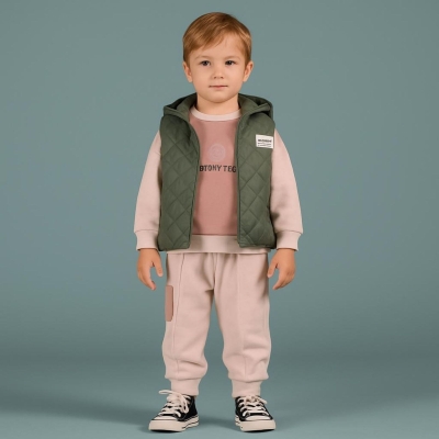 COMFORT BABY 1003-ERKEK 9/24 AY KAPÜŞONLU YELEKLİ ÜÇLÜ ERKEK TAKIM