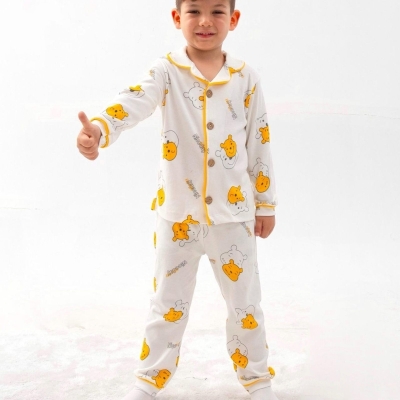 DOLAŞKİDS 071-UNISEX 3/6 YAŞ POOH BASKILI PİJAMA TAKIM