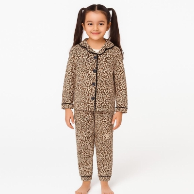 DOLAŞKİDS 1095-KIZ 9/24 AY LEOPAR BASKILI PİJAMA TAKIM