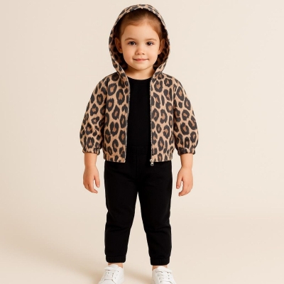 DONİNO USD 40829-KIZ 6/24 AY LEOPAR DESENLİ HIRKA  TAKIM
