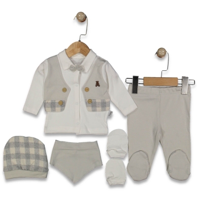 ERKEK 1/1 AY PAPYONLU YELEKLİ 5Lİ SET