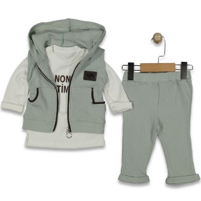 ERKEK 12/24 AY WAFFLE YELEKLİ BASKILI BADYLİ 3 LÜ