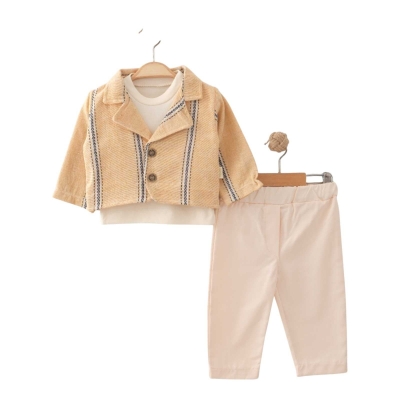 ERKEK 1/3 YAŞ ÇİZGİLİ CEKETLİ 3LÜ TM