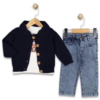 ERKEK 1/3 YAŞ TRİKO YÜRÜTMELİ HIRKA KOTLU TAKIM