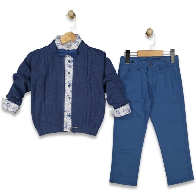 ERKEK 1/4 YAŞ DAL DESEN TRİKO HIRKALI 3 LÜ TAKIM