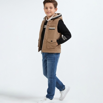 ERKEK 1/4 YAŞ MO-2702 YAZILI YELEKLİ 4 LÜ TAKIM