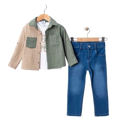 ERKEK 1/5 YAŞ ÇİFT RENK GÖMLEKLİ 3'LÜ TAKIM