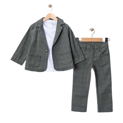 ERKEK 1/5 YAŞ KARELİ  CEKETLİ 3'LÜ TAKIM