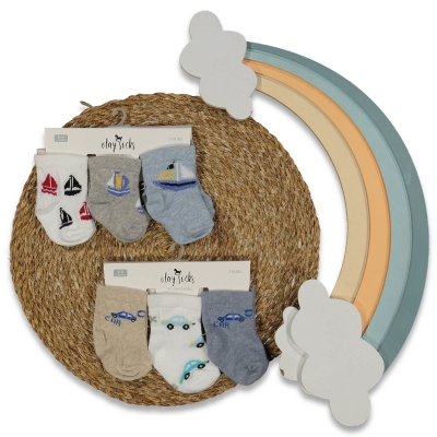 ERKEK 1/6 AY YELKEN DESENLİ YENİDOĞAN ÇORABI