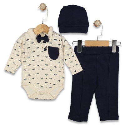 ERKEK 3/12 AY TAÇ BASKILI PAPYONLU BADİLİ TAKIM