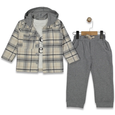 ERKEK 3/6 YAŞ KAPŞONLU EKOSE GÖMLEK 3 LÜ TAKIM