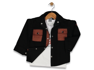 ERKEK 3/7 YAŞ RENKLİ CEPLİ  KOT GÖMLEK