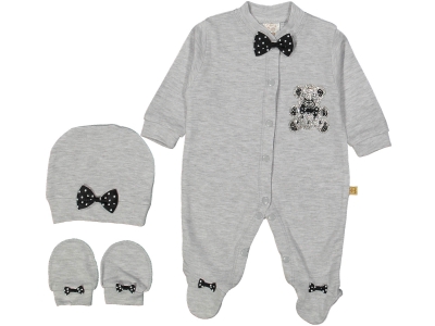 ERKEK 3/9 AY TAŞLI AYILI DÜZ GRİ TULUM SETİ