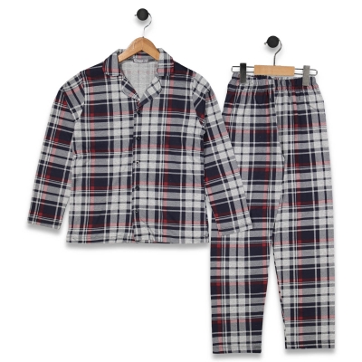 ERKEK 4/12 YAŞ EKOSELİ DÜĞMELİ PJAMA TAKIM