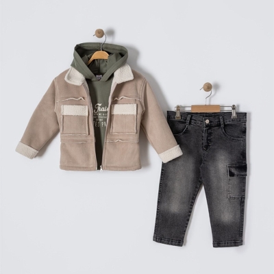 ERKEK 4/7 YAŞ SÜET MONTLU 3&#039;LÜ TAKIM