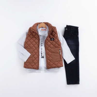 ERKEK 5/8 YAŞ DENİM ARMALI NOKTALI GÖMLEKLİ 4 LÜ T