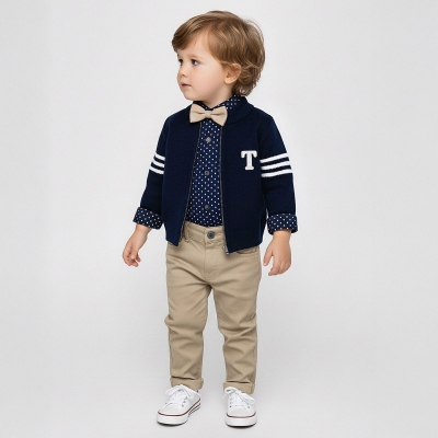 ERKEK 6/24 AY KOYU ZEMİN KOL ÇİZGİLİ 4 LÜ TAKIM