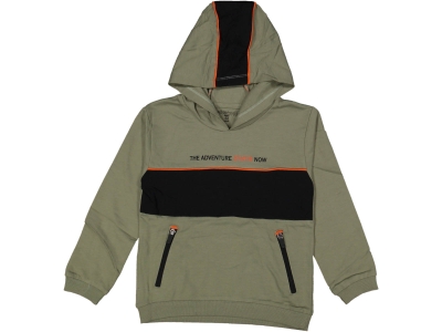 ERKEK 6/9 YAŞ THE ADVENTURE BASKILI FERMUAR CEPLİ KAPŞONLU SWEAT