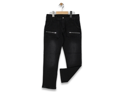 ERKEK 8/12 YAŞ KARGO CEPLİ FERMUARLI SİYAH KOT PANTOLON