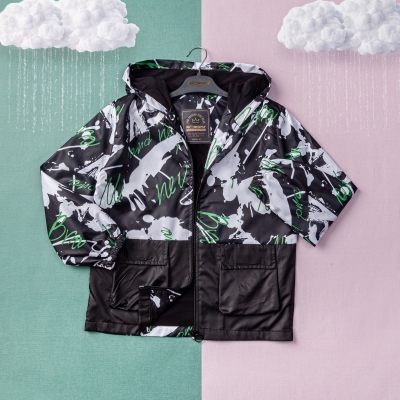 ERKEK 9/12 YAŞ YAZILI KÖRÜKLÜ CEPLİ YAĞMURLUK