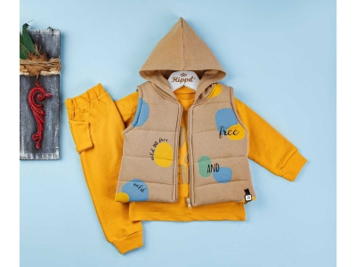 ERKEK 9/18 AY 2İP RENKLİ YELEKLİ 3LÜ TAKIM 