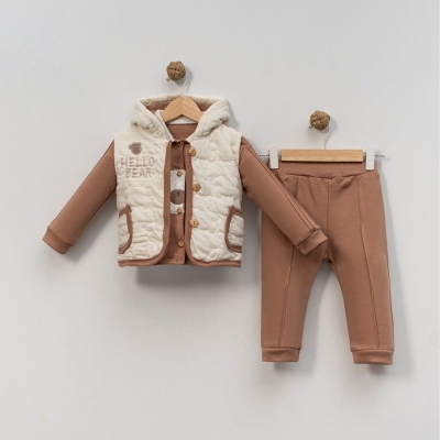 ERKEK 9/18 AY AYICIK KAPİTONELİ YELEKLİ 3 LÜ TAKIM