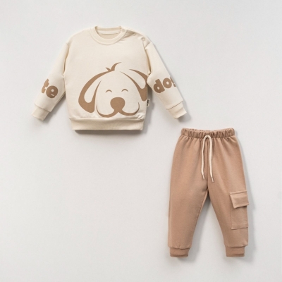 ERKEK 9/24 AY CUTE DOG BASKILI MEVSİMLİK TAKIM