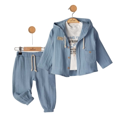 ERKEK 9/24 AY KAPŞONLU GÖMLEK 3 LÜ MÜSLİN TAKIM