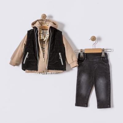 ERKEK 9/24 AY KAPÜŞONLU TRİKOLU YELEKLİ DÖRTLÜ TAK