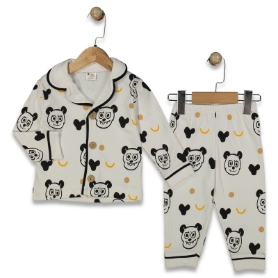 ERKEK 9/24 AY PUANLI PANDA BASKILI PİJAMA TAKIM