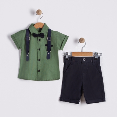 Erkek 5/8 Çocuk Oxford Gömlek Pantolon Papyonlu Slopet Askılı 4 Lü Set Takım