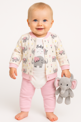 FİL DESEN 3&#039;LÜ HIRKALI TAKIM (3-6-9 AY)