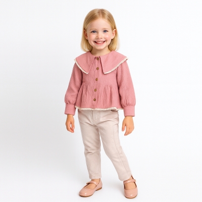 KIZ 1-4 YAŞ MÜSLİN GÖMLEK ÇOCUK TAKIM